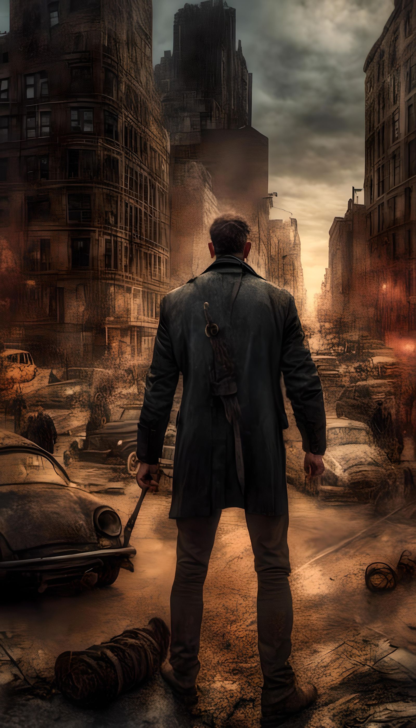 Handsome Young Man in Eraserpunk Style