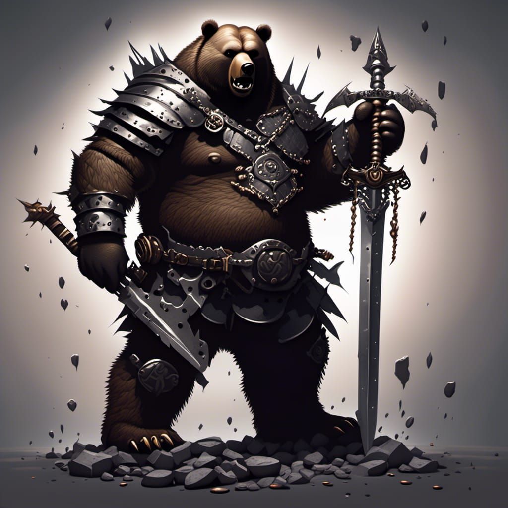 Shadow Barbarian Grizzly Bear with Greatsword