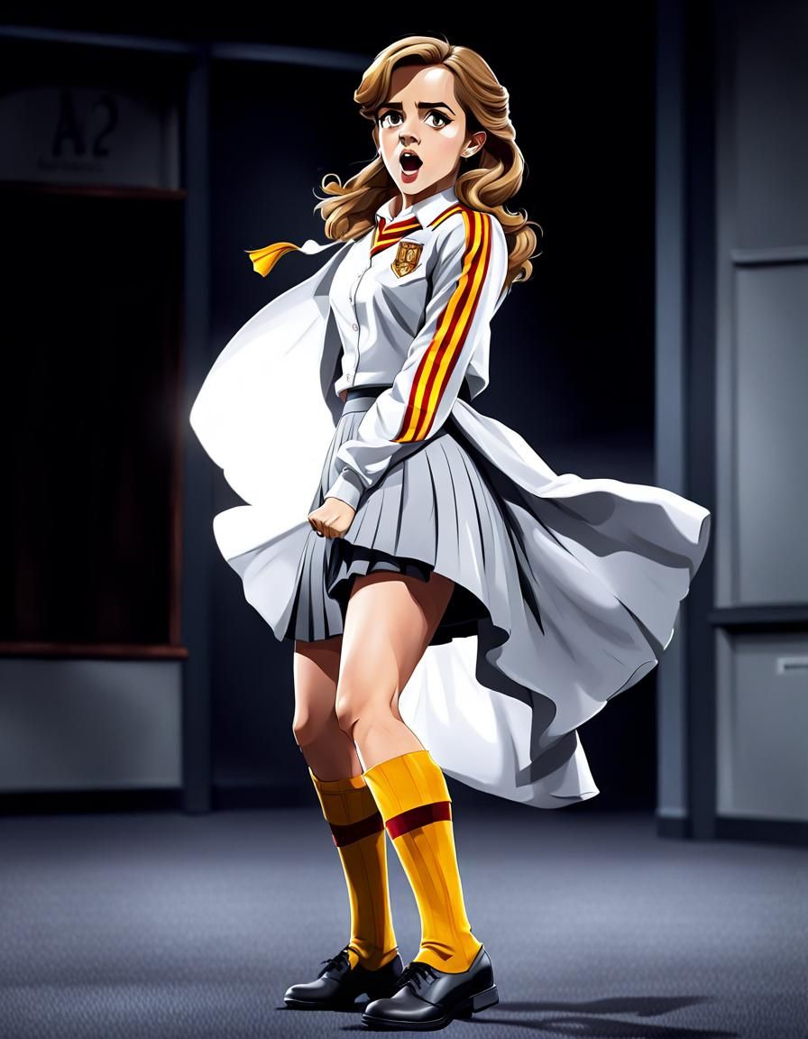 Humorous Caricature of Hermione Granger's Magical Mishap