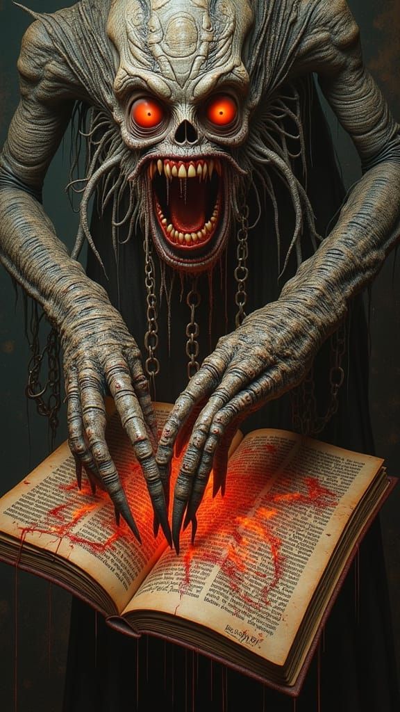 Demonic Hand Emerges from Ancient Book, Unleashing Hellfire