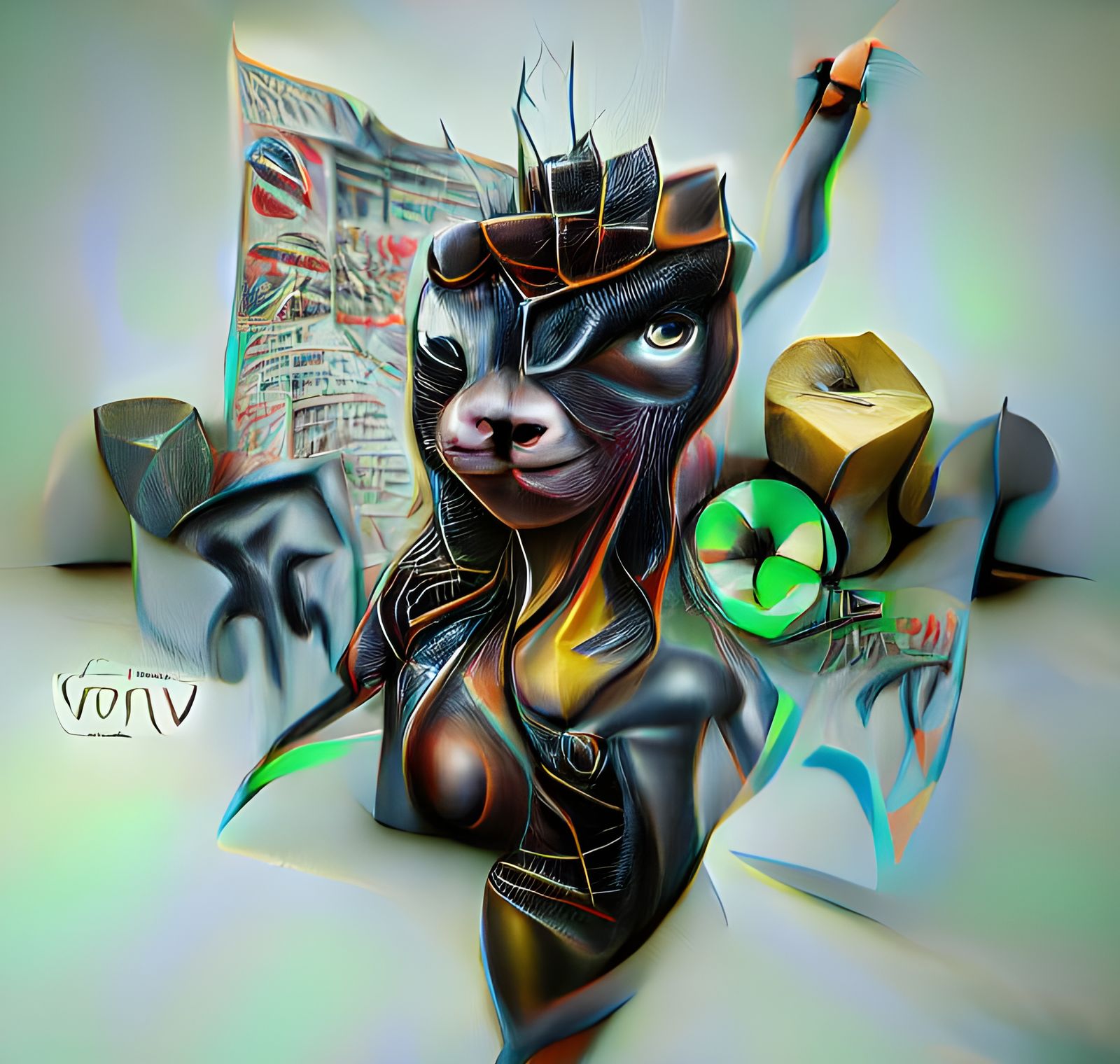 Futuristic Vinyl Goddess in Voidpunk Style
