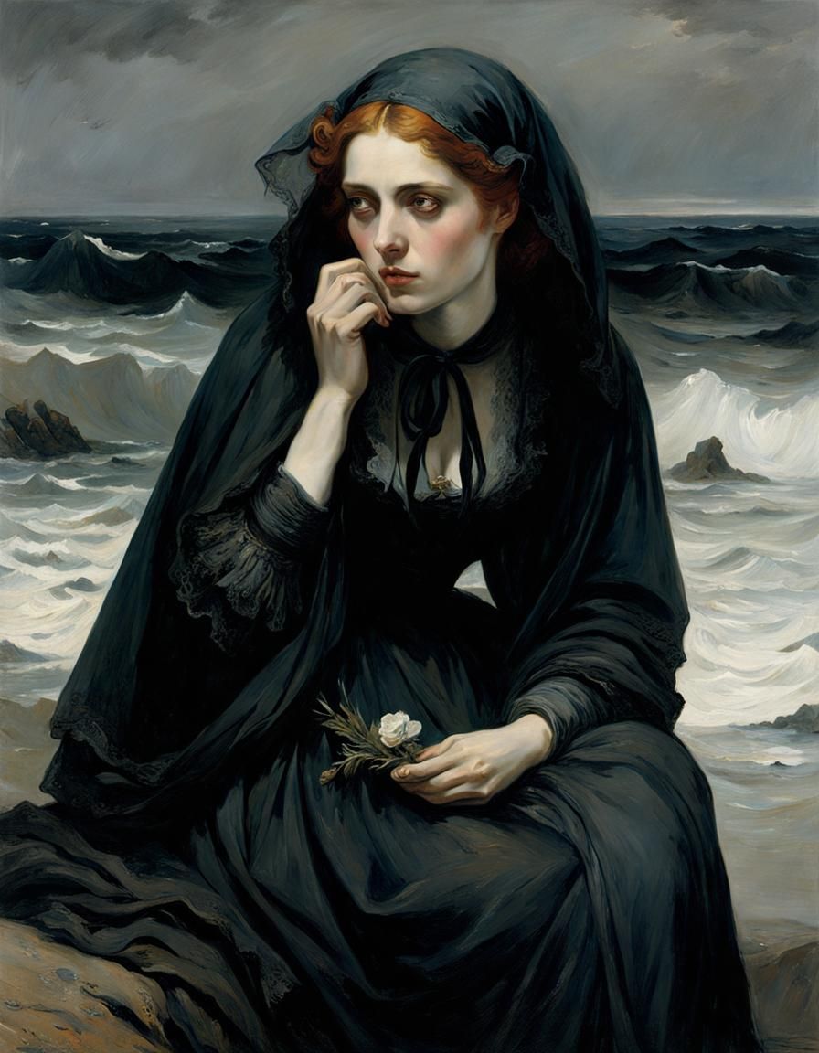 Wistful Widow Beachcombing Portrait
