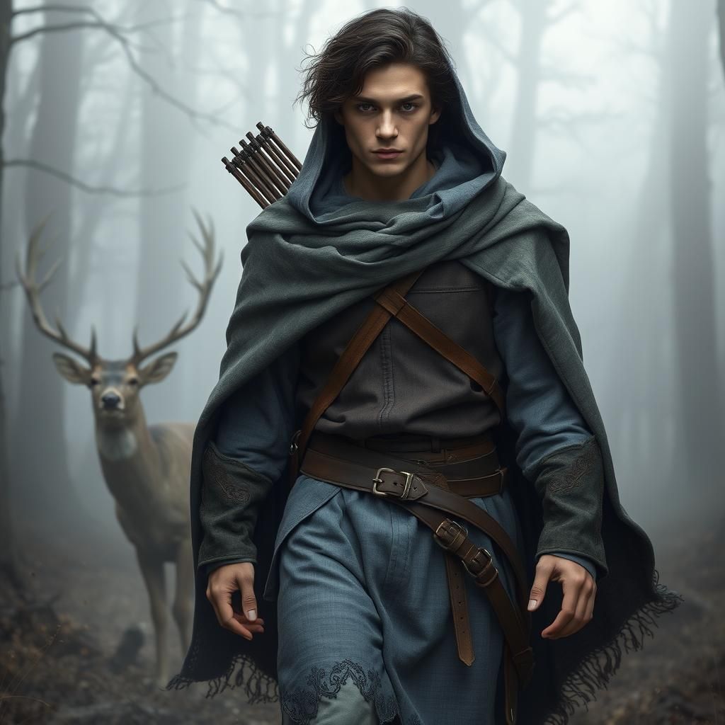 Mystical Woods: Young Man and Deer in Hyperrealism