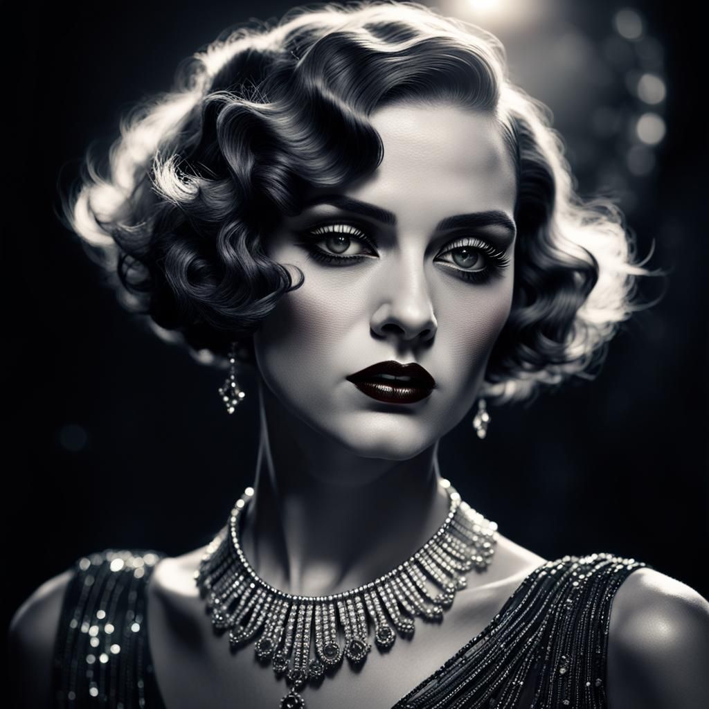 Noir Portrait of 1920s Art Deco Dancer