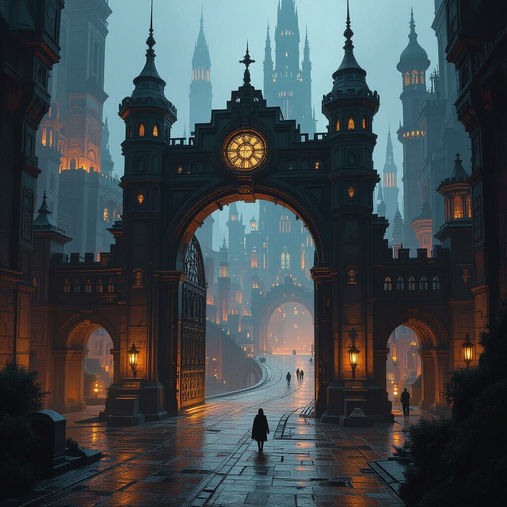 Detailed Portcullis Gate to Underground City