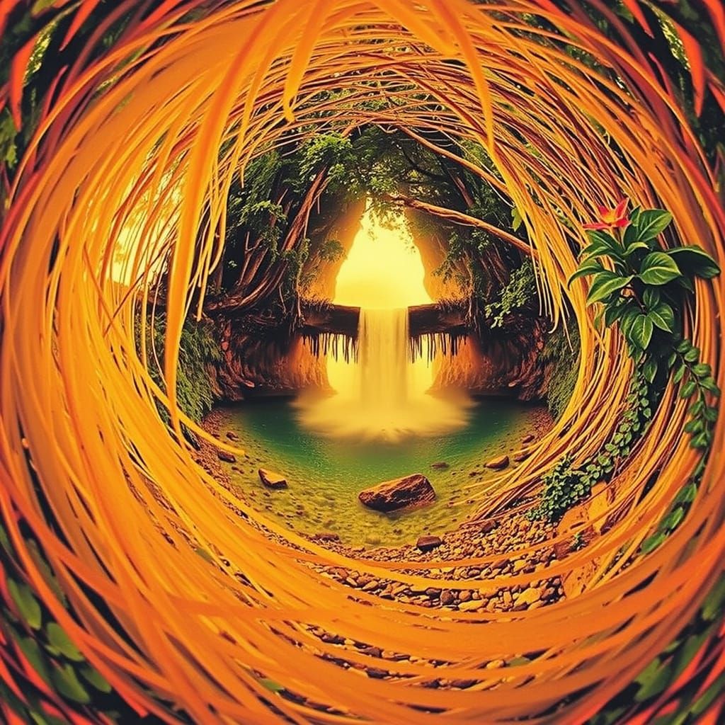 Majestic Hidden Waterfall in Lush Rainforest Lagoon