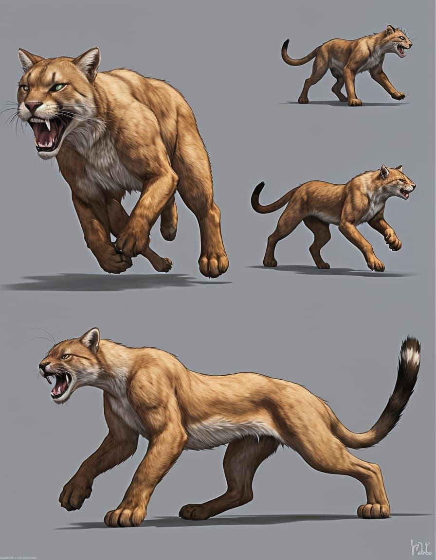 Wild Cougar Battle Sprite Character Sheet Design