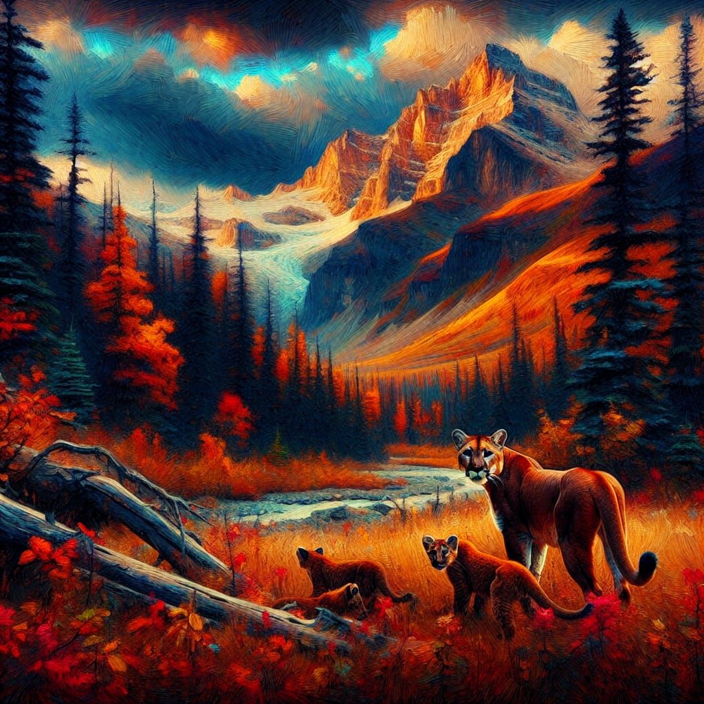 Montana Autumn Landscape in Impasto Style