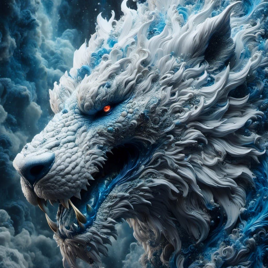 Dragon-Bear and Viking in Hyperrealistic Style