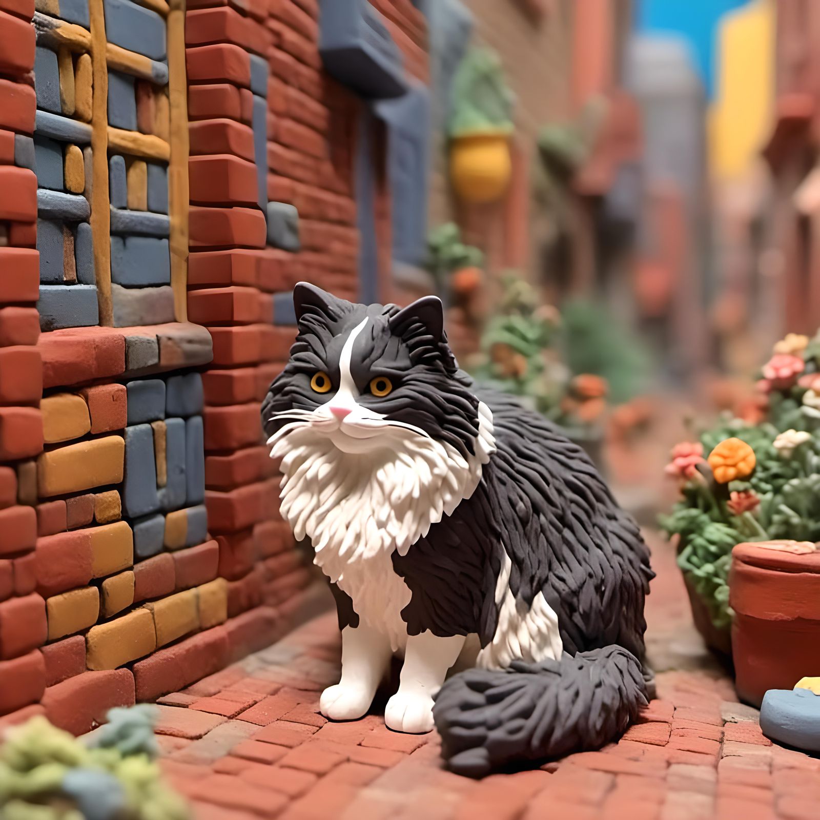 Claymation Cat Sleeping on Fire Escape