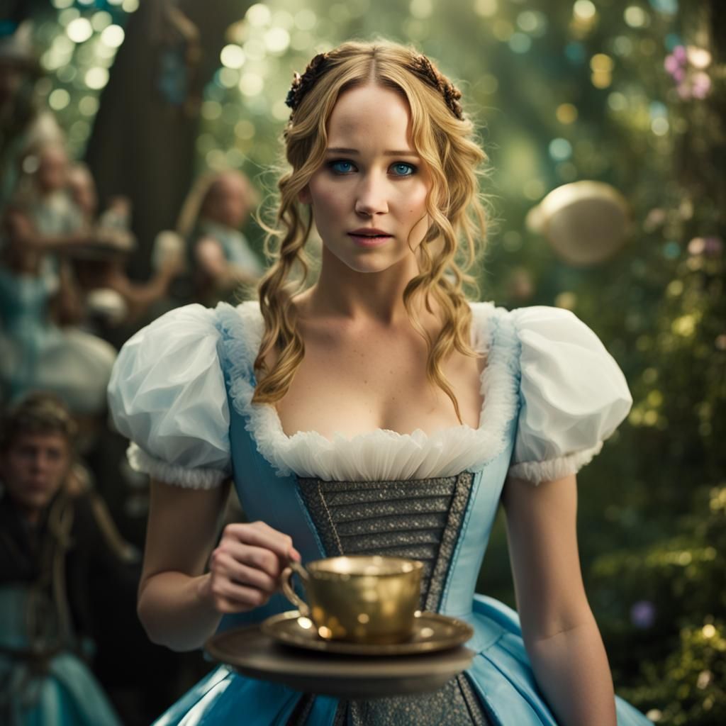 Jennifer Lawrence as Alice in Wonderland Portrait