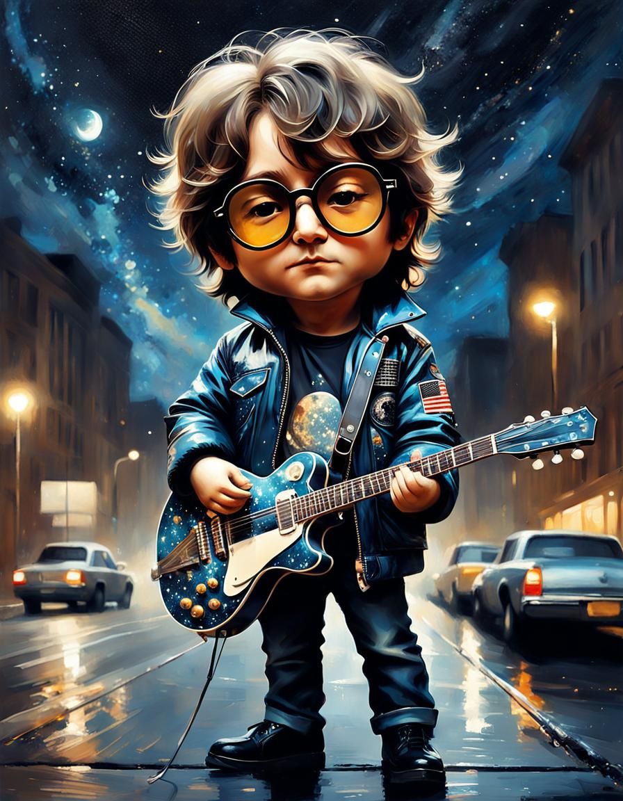 Chibi John Lennon in Starry Night Alley