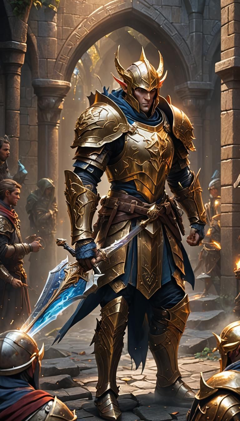 Elf Cleric Battle in Dungeons and Dragons Style