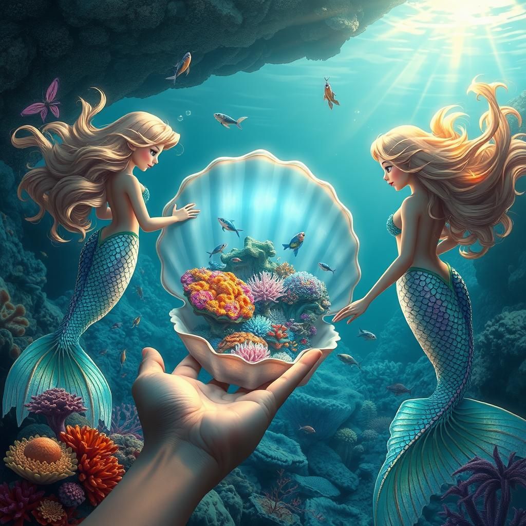 Mermaids Guarding Coral Reef: A Digital Masterpiece