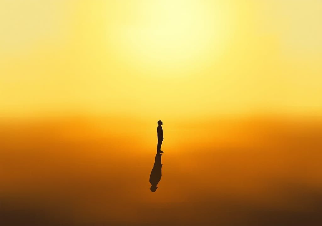 Contemplative Figure in Golden Landscape as Soft Painting