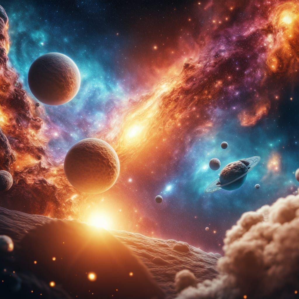 Cinematic Universe with Swirling Galaxies in Digital Paintin...