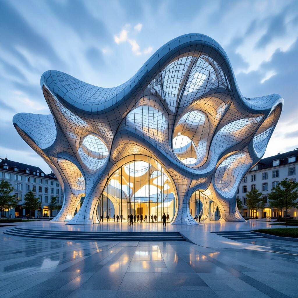 Futuristic Aluminum Cloud Structure at Kunsthalle Basel