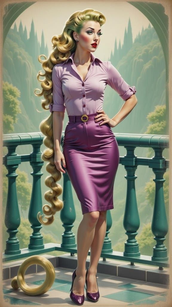 Rapunzel as 1950s Pin-Up in Vintage Style