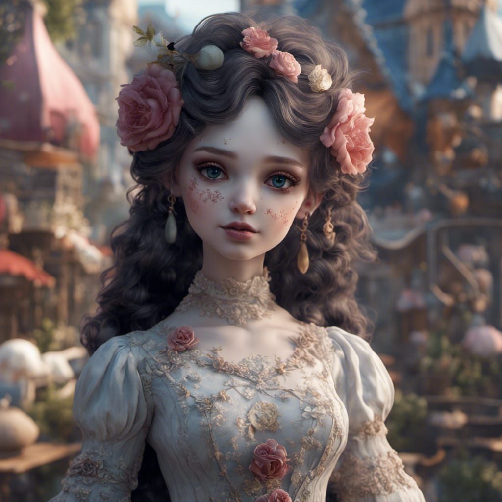 Beautiful Porcelain Doll in Detailed Matte Painting