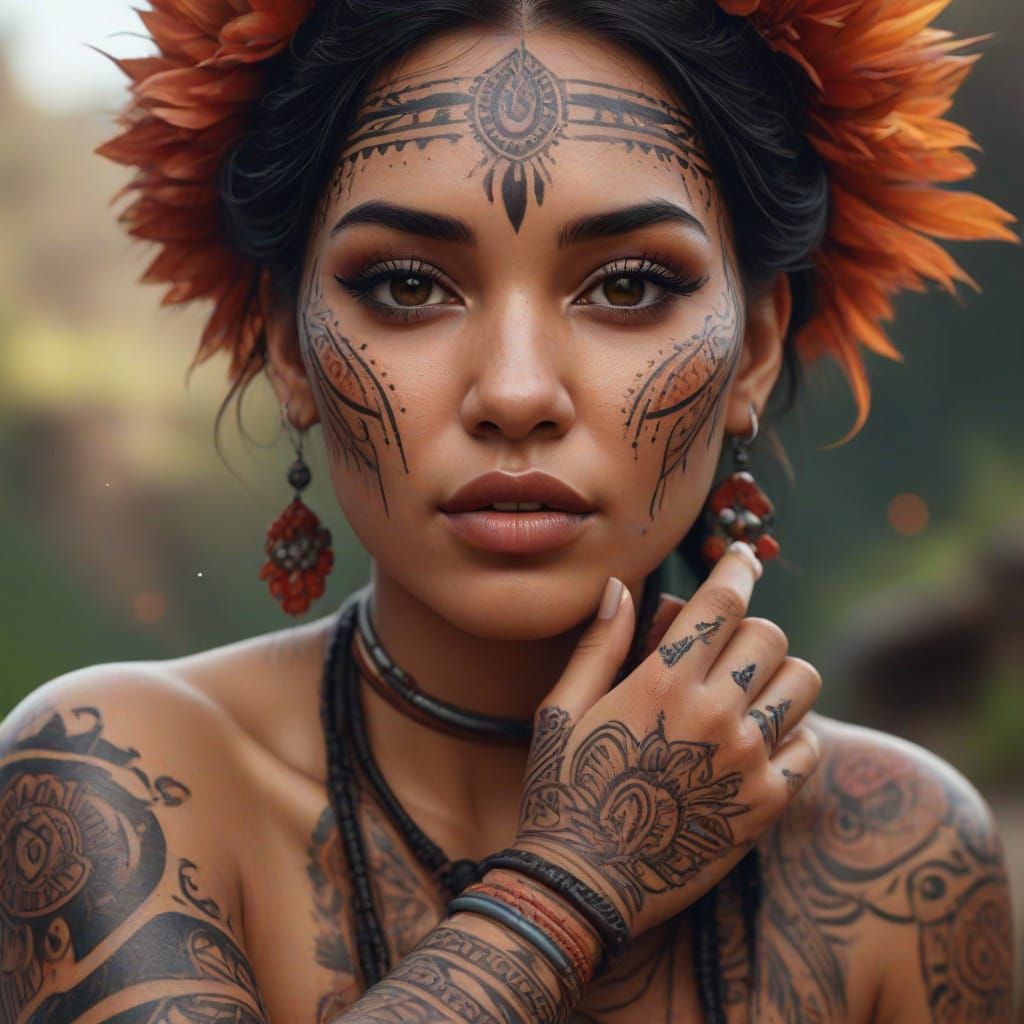 Mystical Aboriginal Goddess Beckons with Kiss