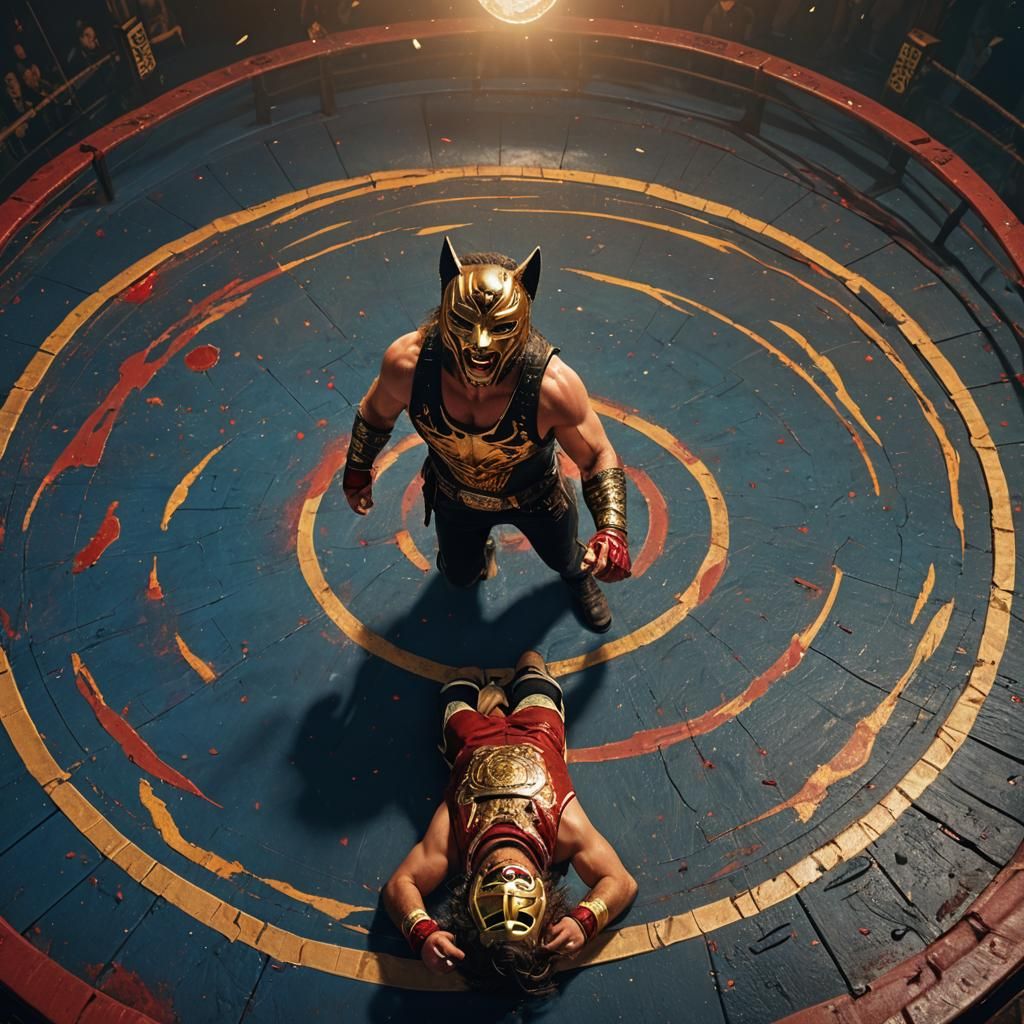 Wolf Luchador Victory: Fantasy Concept Art