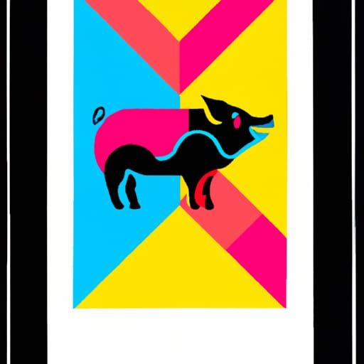Pop Art Pig Charmer in Geometric Bauhaus Style