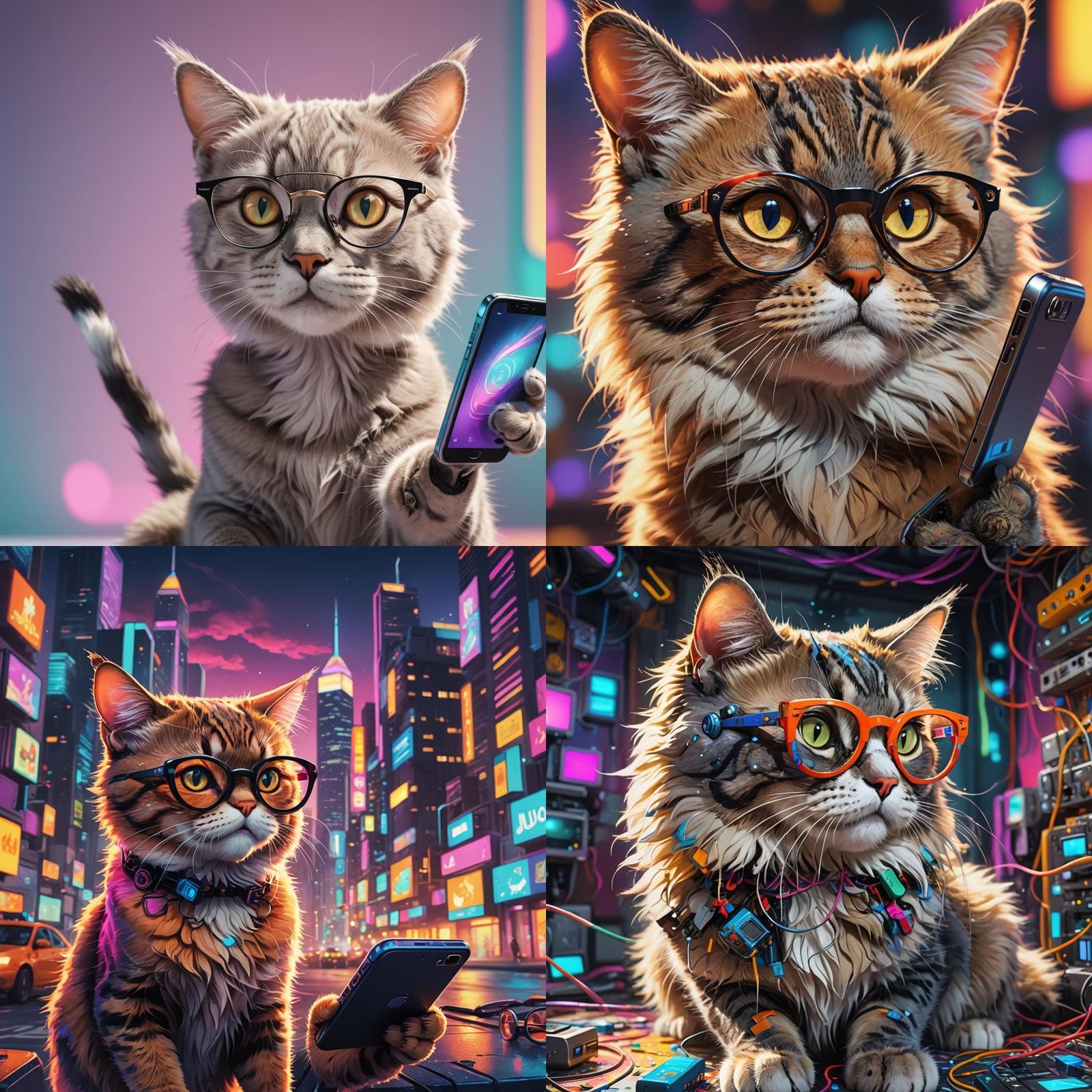 Playful Cat Character in Hyperrealistic Splash Art
