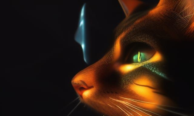 Fantastical Cat Matte Painting in Deep Color