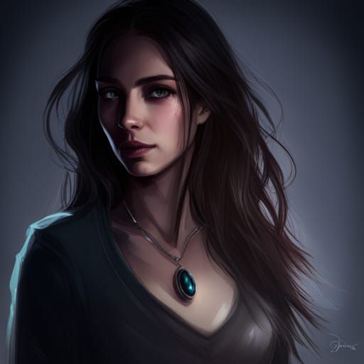 Mysterious Woman Portrait in Digital Art Style