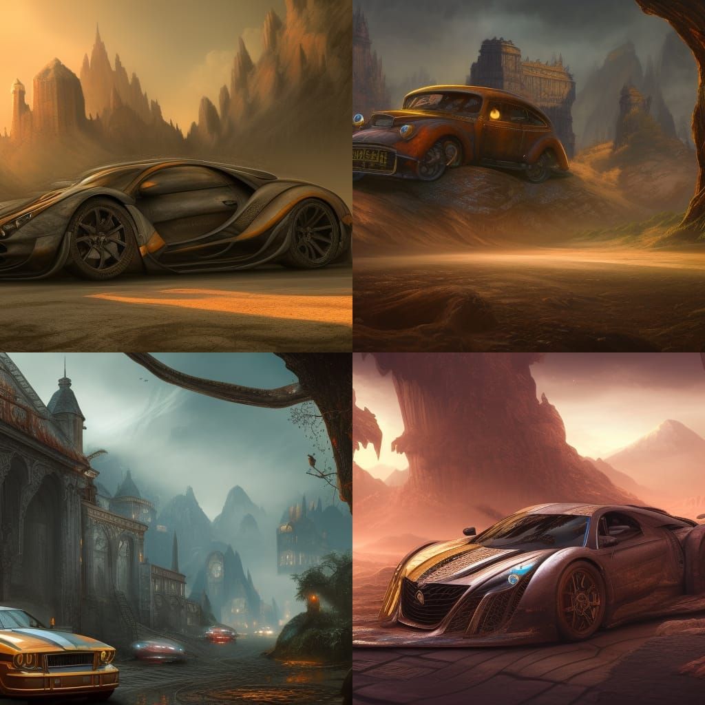 Detailed Matte Painting of a Car in Deep Color