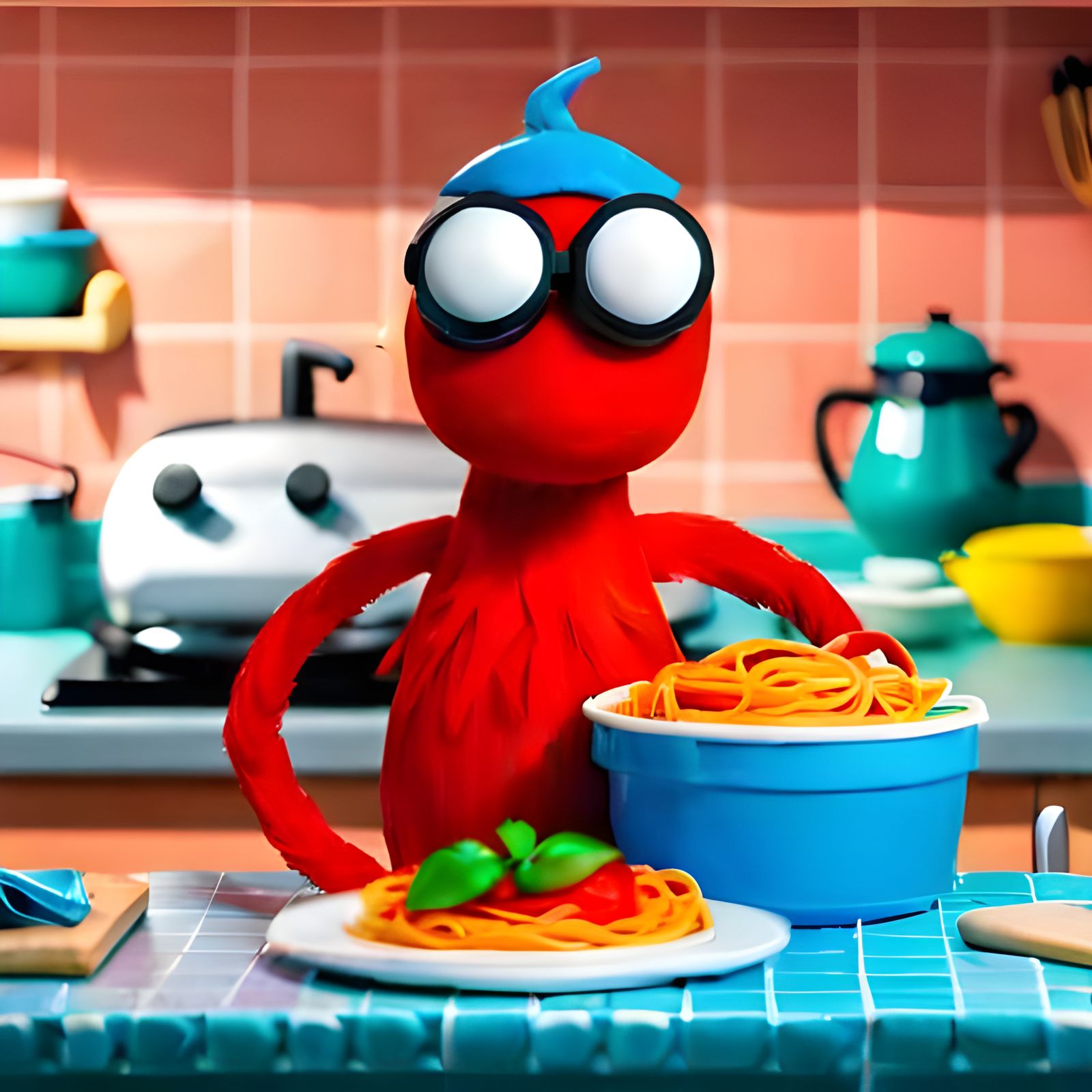 Among Us Imposter Character in Claymation Style