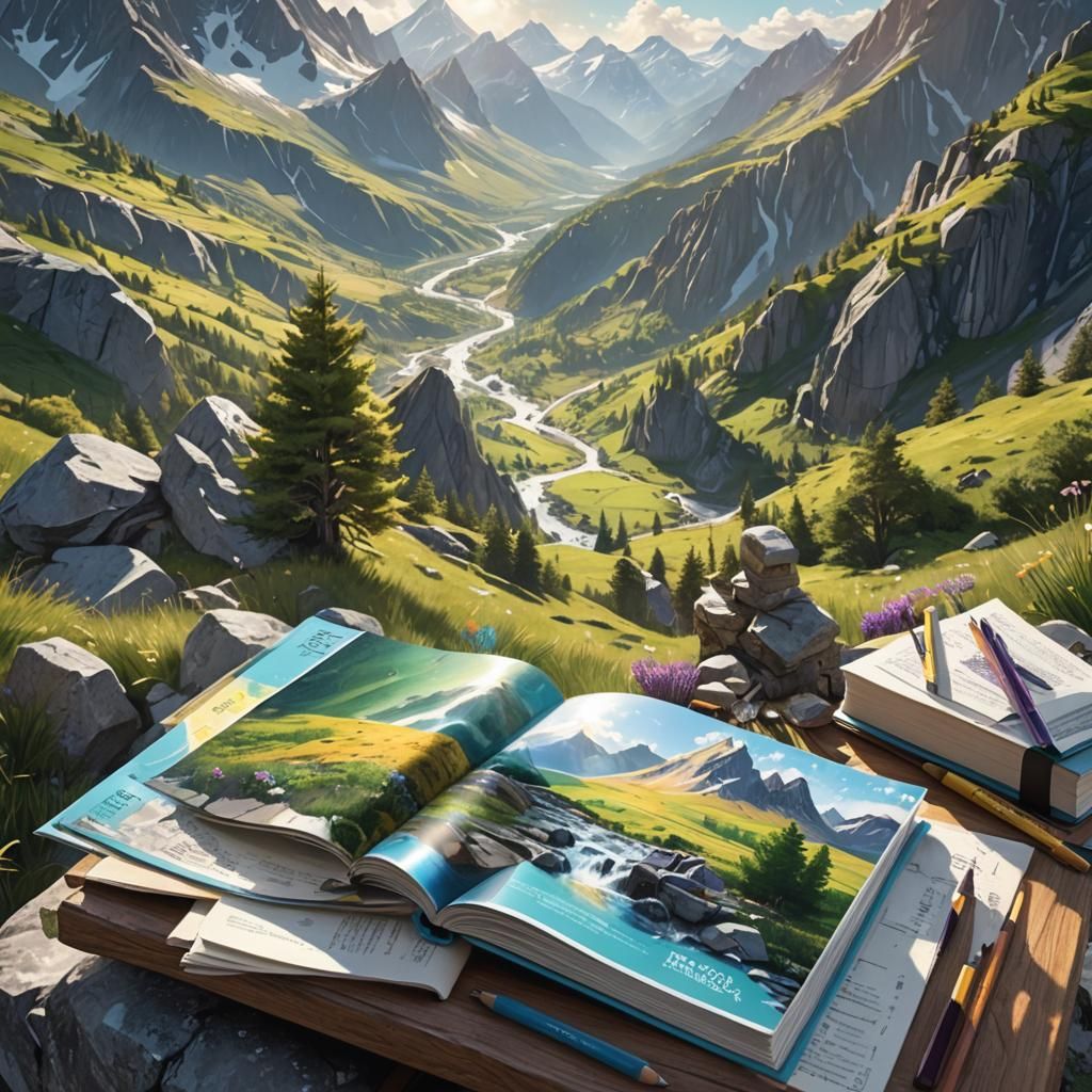 Stunning Mountain Landscape for Summer 2024: Sci-Fi Style