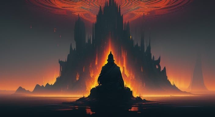 Siddhartha in Neo-Pop Surrealism: A Visionary Amidst Burning...