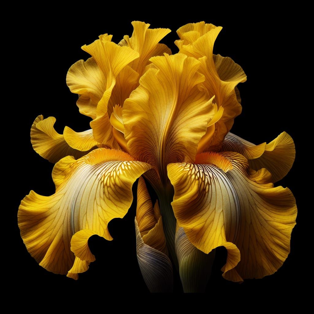 Macro Image of a Yellow Iris Flower