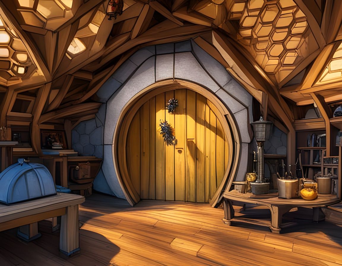 Charming Hobbit House Interior with Honeycomb Design