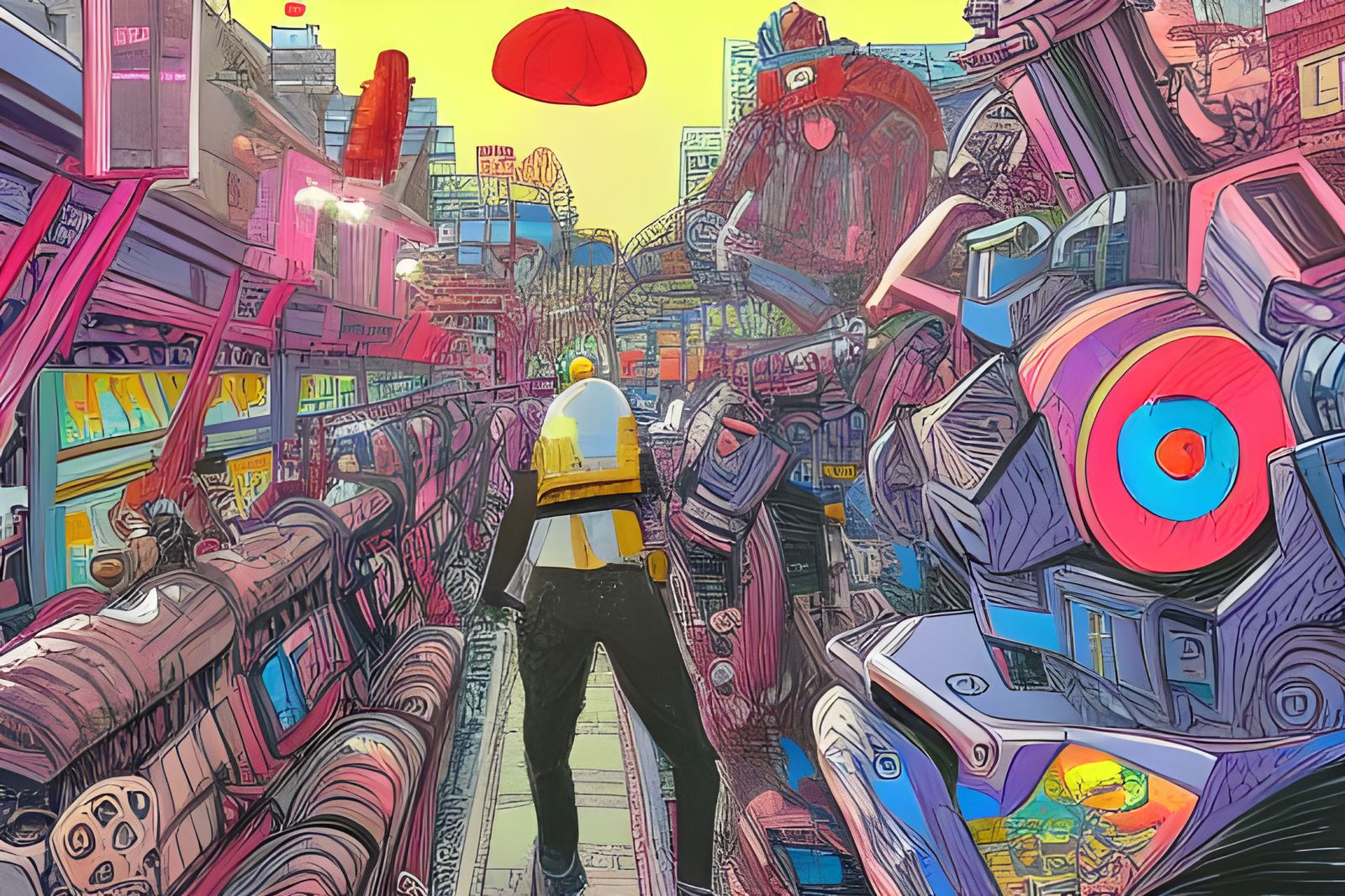 Robot Zombies Invade Cyber City: Manga Ink Drawing