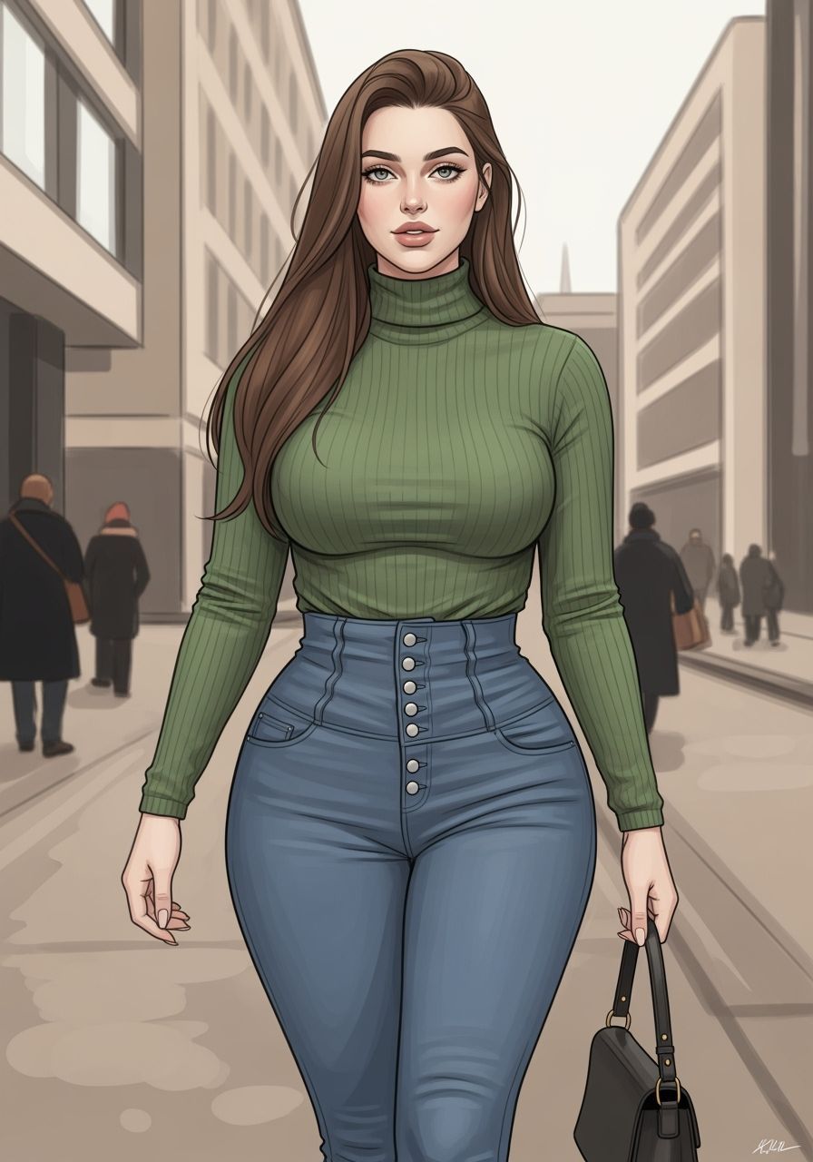 Woman in Green Top Walking in German City