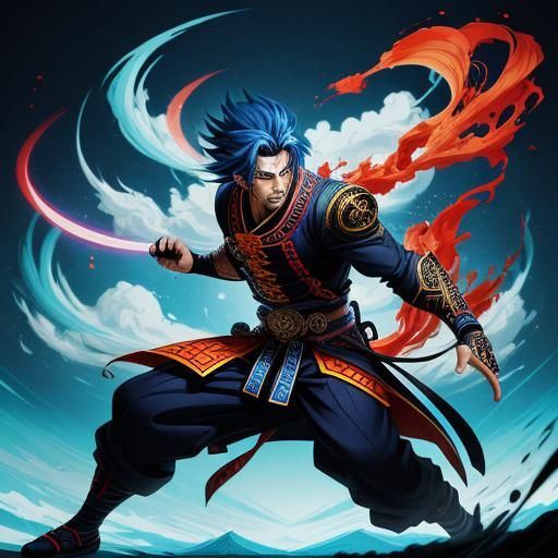 Anime Art of Confident Man in Manga Style