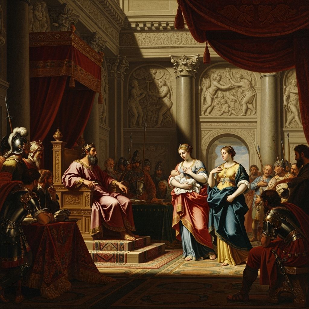 King Solomon's Wise Judgment in Ancient Court