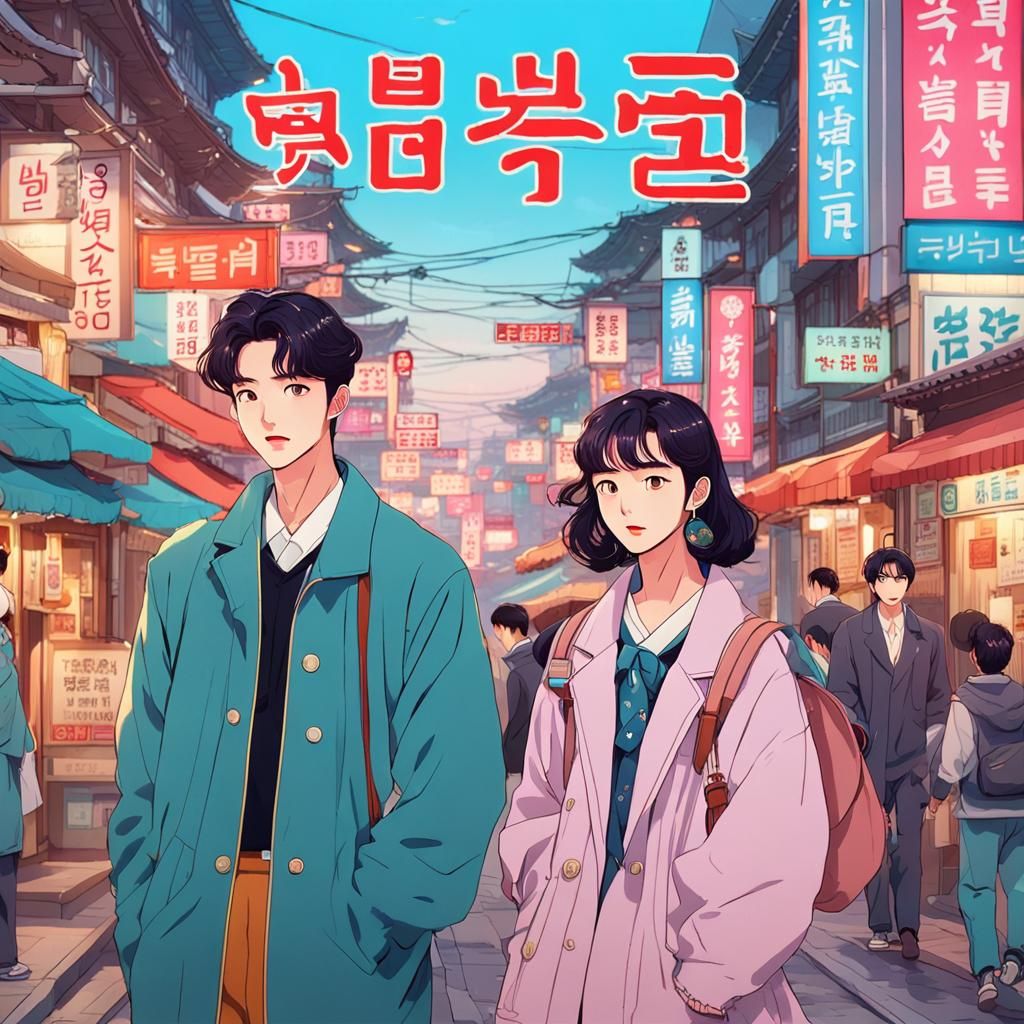 1950s Seoul: Anime Vaporwave Korean Youth