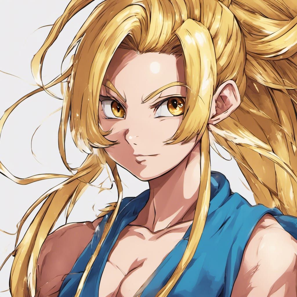 Dragonball Girl with Golden Hair in Anime Style