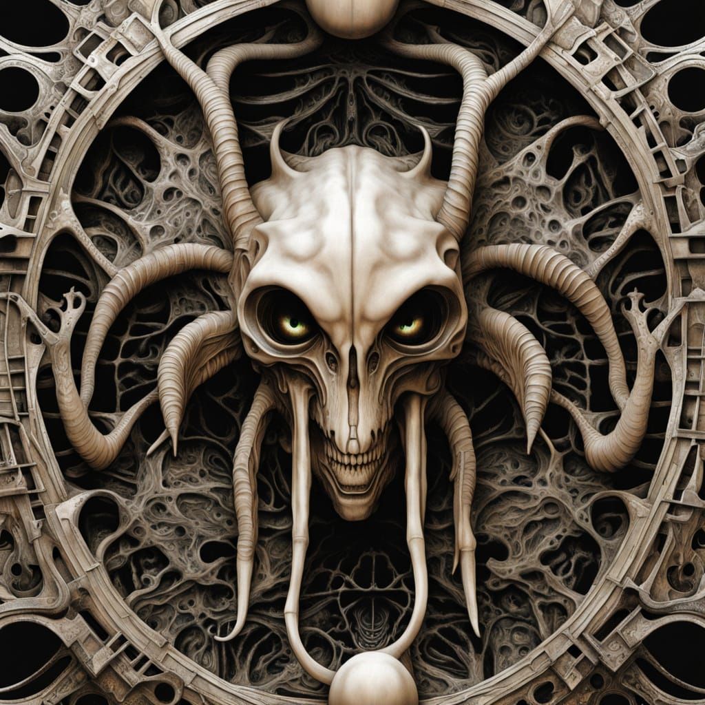 Biomechanical Cathedral in Chiaroscuro Style