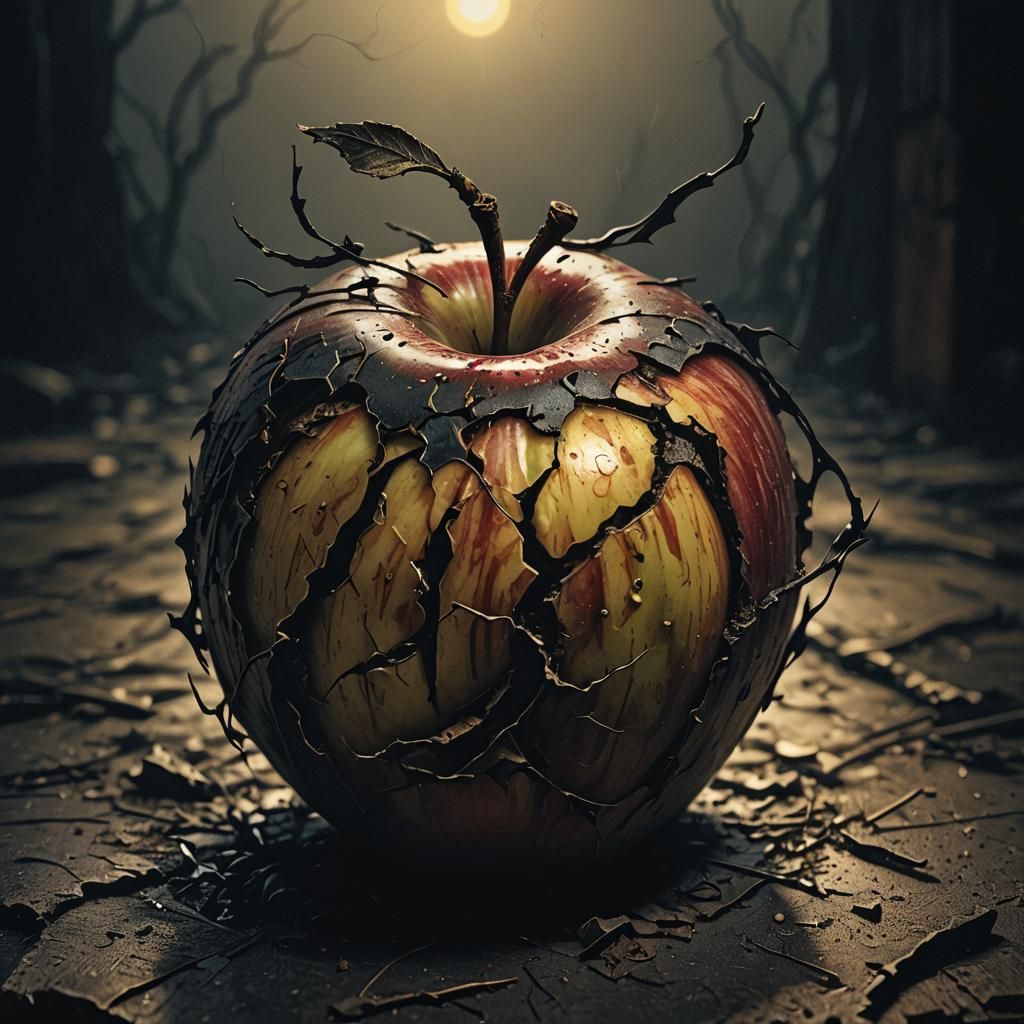 Sinister Pen and Apple Illustration by Rutkowski