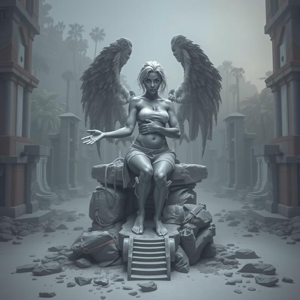 Athletic Woman on Volcanic Cliff