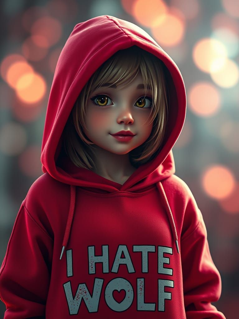 Little Red Riding Hood Hates Wolf in 3D Digital Art