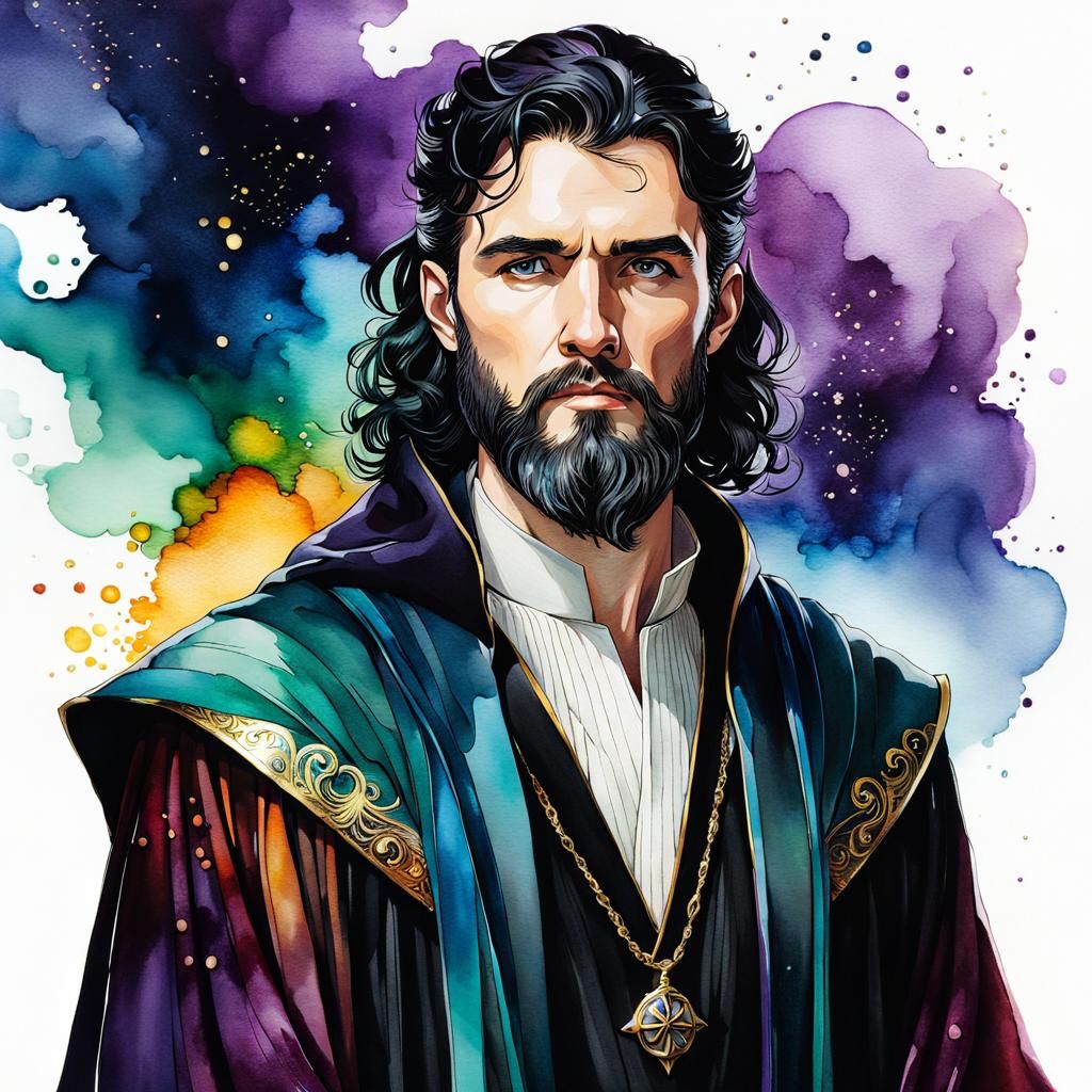 Merlin as Alcohol Ink Polychromatic Illustration