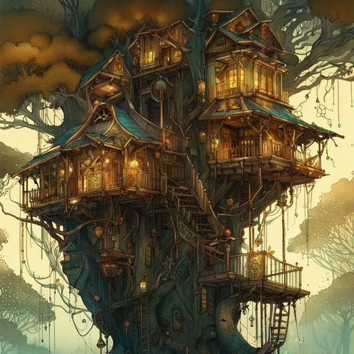 AI Image of a Simple Tree House