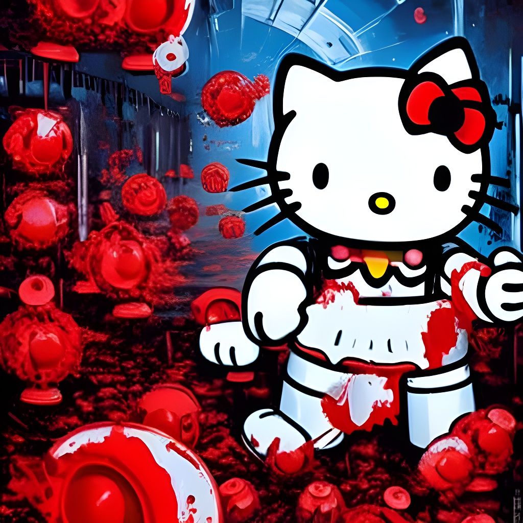 Scary Cyborg Hello Kitty Mass Destruction Art