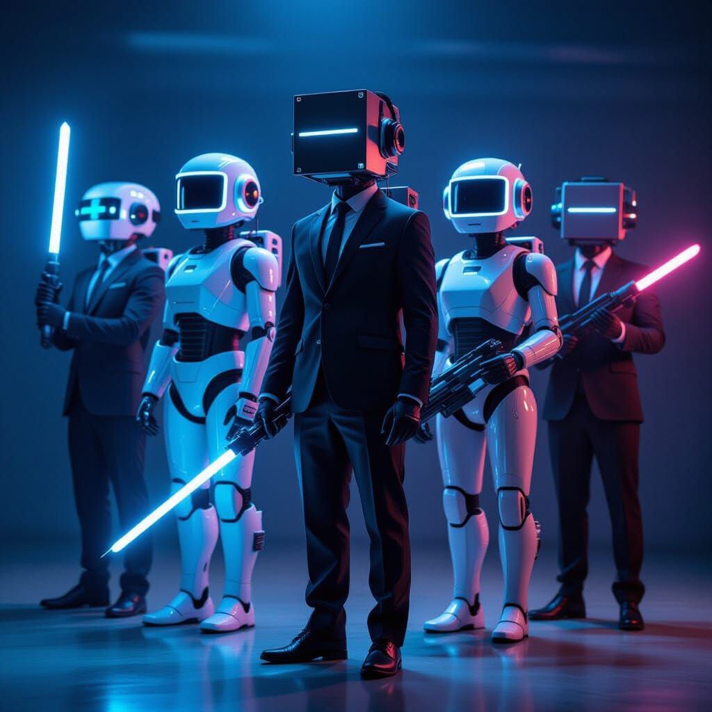 Robots in Suits with Jetpacks and Laser Weapons