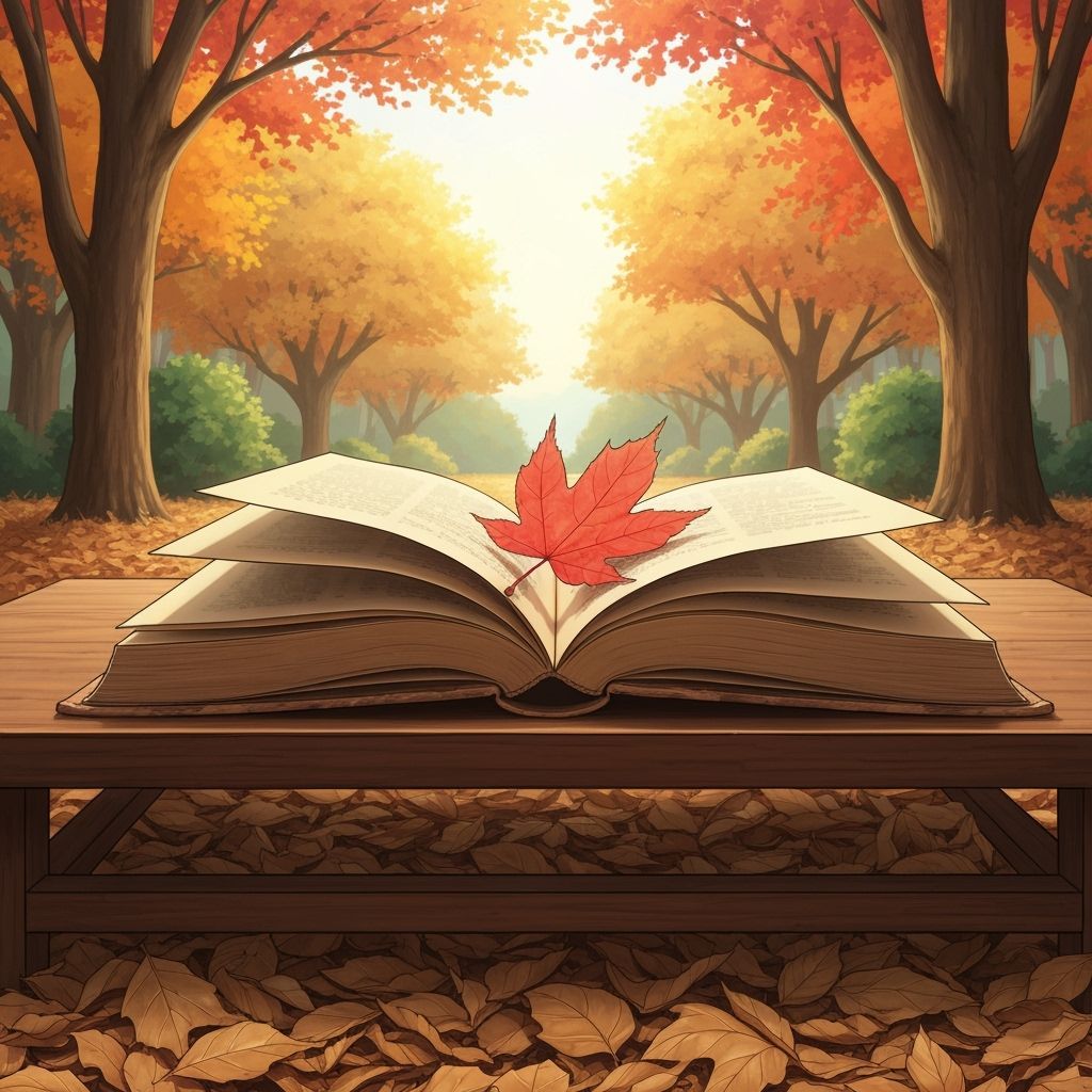 Autumn Book in Garden: Comic Book Art